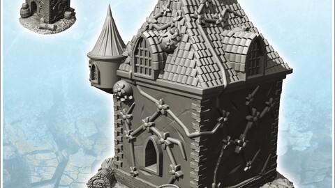 Medieval house with green walls and fireplace (2) | STL for 3D Printing Printer | Hard Surface