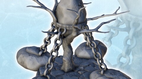 Chained crystal totem with four stones (4)  | STL for 3D Printing Printer | Hard Surface