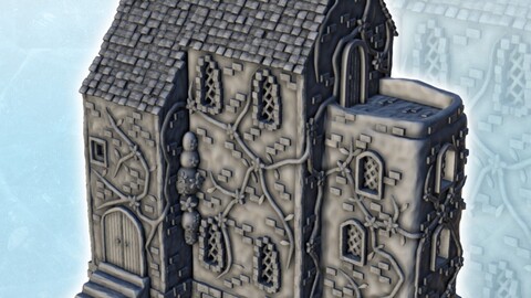 Medieval house with vegetation (3) | STL for 3D Printing Printer | Hard Surface