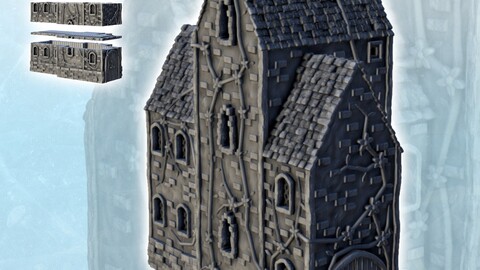 Large medieval house with vegetation (5) | STL for 3D Printing Printer | Hard Surface