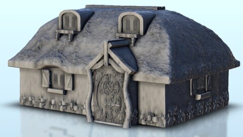 Medieval house with carved door 7 | STL for 3D Printing Printer | Hard Surface