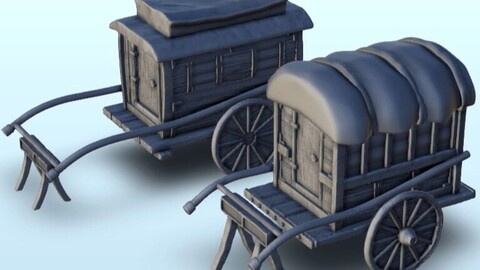 Set of medieval carriages | STL for 3D Printing Printer | Hard Surface