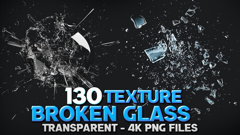 130 Broken Glass Textures - Transparent ( PNG Files )-4K - High Quality