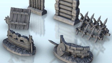 Medieval barricades set | STL for 3D Printing Printer | Hard Surface