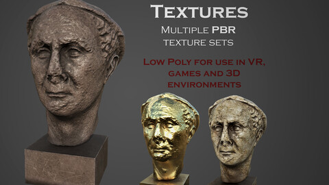 Male head sculpture Low-poly 3D model