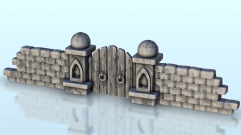 Destroyed stone wall with gate (2) | STL for 3D Printing Printer | Hard Surface