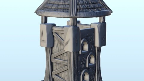 Watchtower in wood and stone 4 | STL for 3D Printing Printer | Hard Surface