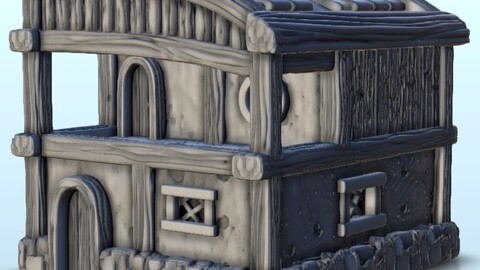 Medieval hotel with flat roof and terrace 5 | STL for 3D Printing Printer | Hard Surface