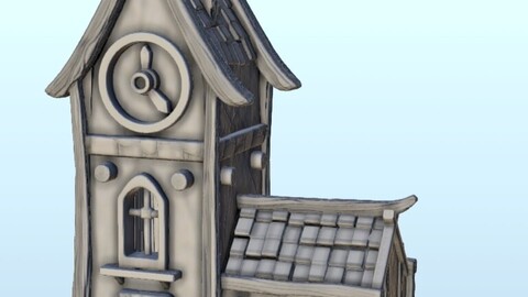 Medieval bell tower with portico 9 | STL for 3D Printing Printer | Hard Surface