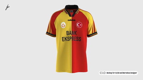 ADIDAS - GALATASARAY '97 HOME MOCKUP for CLO3D and Marvelous Designer