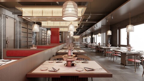 The front desk of the lobby of the new Chinese restaurant hot pot restaurant