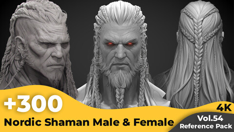 +300 Nordic Shaman Male & Female Head Sculpt Reference Images(4k)