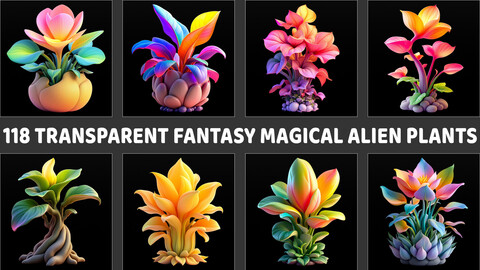 118 Transparent Fantasy Magical Alien Plants