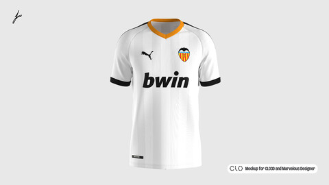 PUMA - VALENCIA CF 19/20 HOME MOCKUP for CLO3D and Marvelous Designer