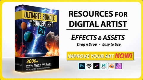 Ultimate Bundle - 3000+ Overlay Effects, PNG and Assets for Concept Art