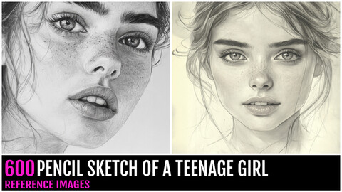 600 PENCIL SKETCH OF A TEENAGE GIRL