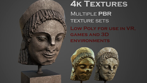 Head of a Greek Kore Low-poly 3D model