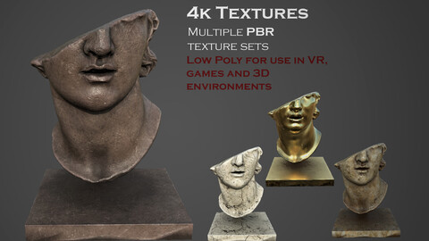 Fragmentary Colossal Head of a Youth Low-poly 3D model