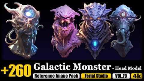 260 Galactic Monster - Head Model Reference Image Pack v.79 |4K|