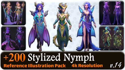 200 Stylized Nymph Reference Pack | 4K | v.14