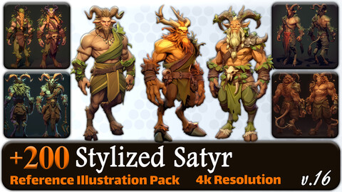 200 Stylized Satyr Reference Pack | 4K | v.16