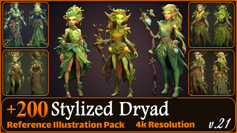 200 Stylized Dryad Reference Pack | 4K | v.21