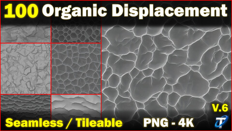 100 Ultra High-Quality Organic Displacements / Organic Alpha (Seamless and Tileable) Vol 6