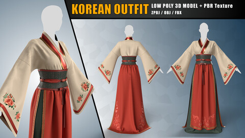 Korean Outfit - Game-Ready Model - PBR Texture - Vol 1