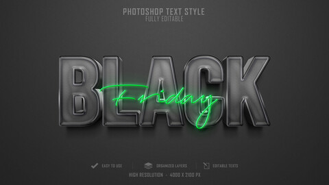 3D Black Friday. PSD fully editable text effect. Layer style PSD mockup template