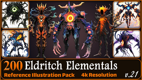 200 Eldritch Elementals (Full Body) Reference Pack | 4K | v.21