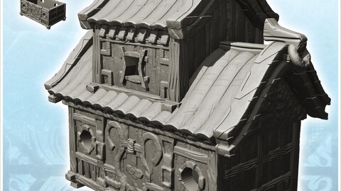 Medieval building with overhanging floor and rounded roof (8) | STL for 3D Printing Printer | Hard Surface