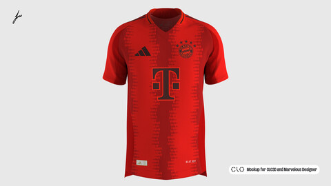 ADIDAS - BAYERN MUNCHEN 2024/25 HOME SHIRT MOCKUP for CLO3D and Marvelous Designer