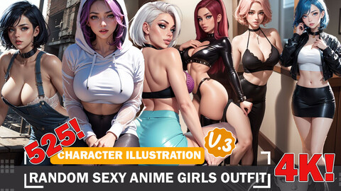 525 Random Sexy Anime Girls Outfit Diverse Outfit Character Design Reference Art V3 4K