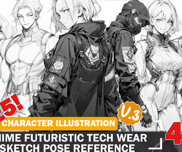 ArtStation - 525 Various Anime Futuristic Tech Wear Outfit Sketch ...