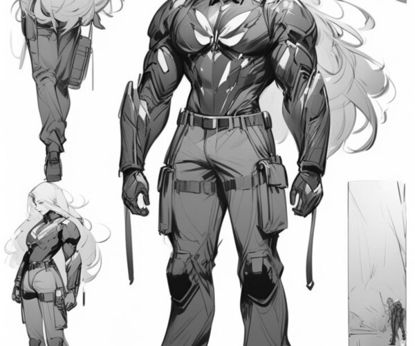 ArtStation - 525 Various Anime Futuristic Tech Wear Outfit Sketch ...