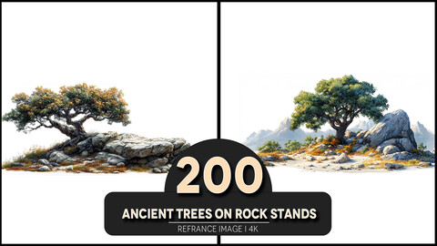 Ancient Trees on Rock Stands 4K Reference/Concept Images