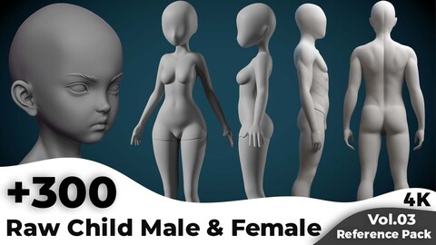 +300 Raw Child Male & Female Body Parts Reference Images(4k)