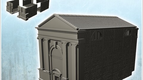 Baroque chapel with staircase door and stone walls (3) | STL for 3D Printing Printer | Hard Surface