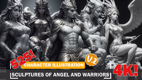 525 Sculptures of Angels and Warriors Diverse Outfit Character Design Reference Art V2 4K