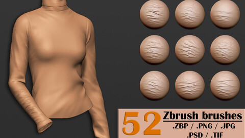 52 Zbrush Clothing Brushes + Alphas Vol. 6