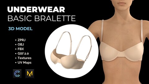 Women Basic Wired Bralette 3D model