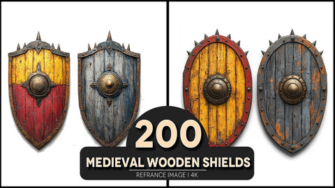 Medieval Wooden Shields 4K Reference/Concept Images