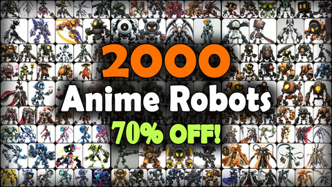 2000 Anime Robots with Different Styles (Full Body) Reference Pack | MEGA Bundle | 4K