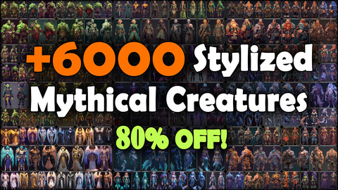 6000 Stylized Mythical Creatures Reference Pack | MEGA Bundle | 4K