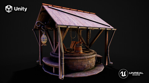 Stone well 3d game ready model