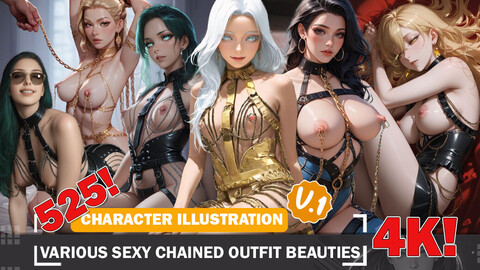 525 Various Sexy Chained Outfit Beauties Sensual Character Reference Design Art V1 4K