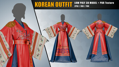 Korean Outfit - Game-Ready Model - PBR Texture - Vol 2