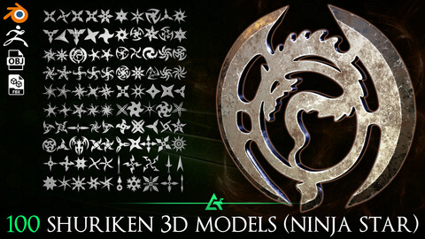 100 Practical Low-Poly Shuriken 3D Models & Base Mesh + IMM Brush