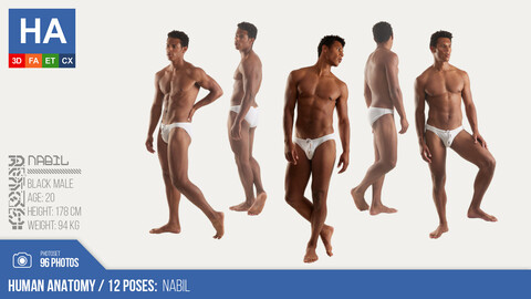 Nabil – Male Anatomy Reference Pack for Artists & 3D Designers