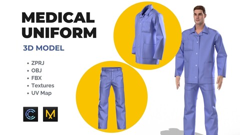 Medical Uniform - Jacket and Pants 3D model